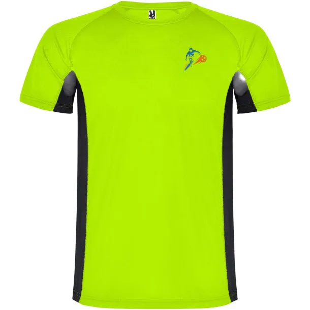 Shanghai dječja sportska majica kratkih rukava - Roly Fluor Green Solid black