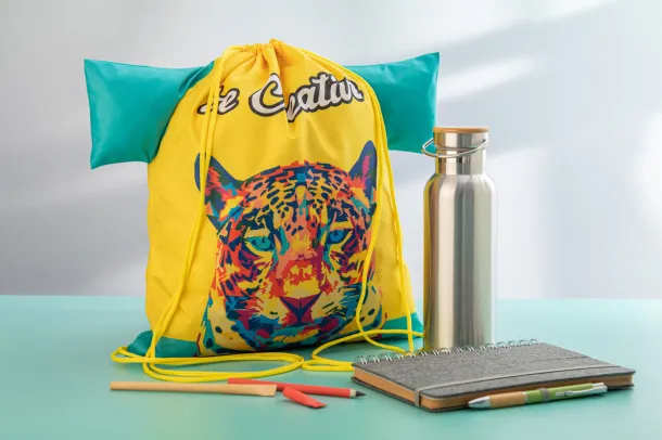 CreaDraw T RPET custom drawstring bag Yellow White