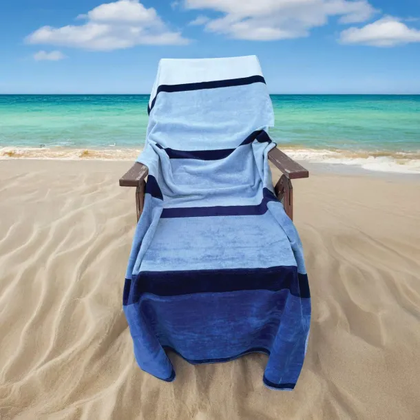 OLIMA „BLUE WAVE” ručnik za plažu od velura - Olima Multicolour Dark Navy