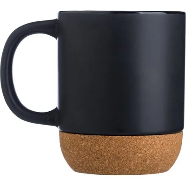  Ceramic mug 420 ml with cork detail Crna