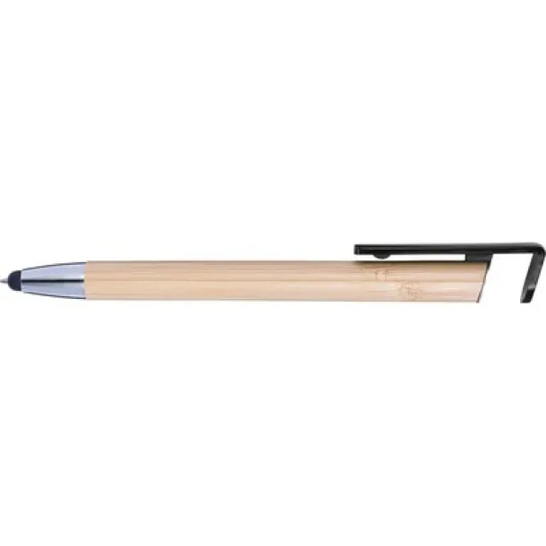  Bamboo ball pen, touch pen, phone stand black