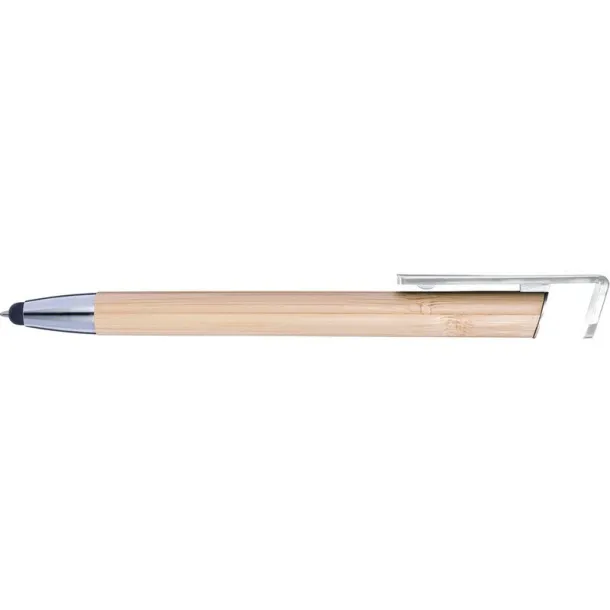  Bamboo ball pen, touch pen, phone stand white