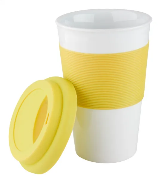 Soft Touch mug with silicone Yellow White