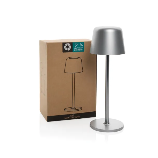 Zenic RCS recycled plastic USB re-chargable table lamp - XD Collection Silver 
