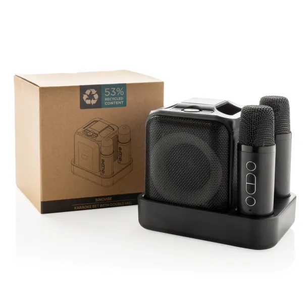 Singvibe karaoke set od RCS reciklirane plastike s dvostrukim mikrofonom - XD Collection Crna 