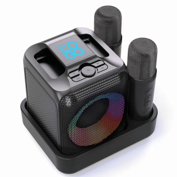 Singvibe karaoke set od RCS reciklirane plastike s dvostrukim mikrofonom - XD Collection Crna 