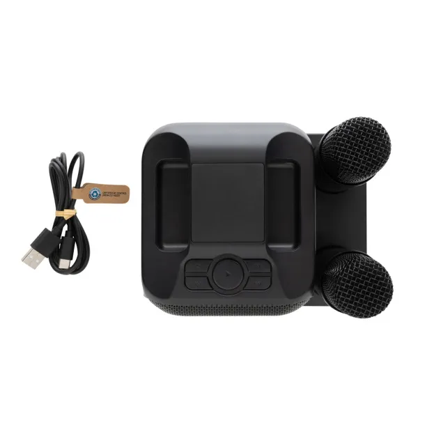 Singvibe karaoke set od RCS reciklirane plastike s dvostrukim mikrofonom - XD Collection Crna 