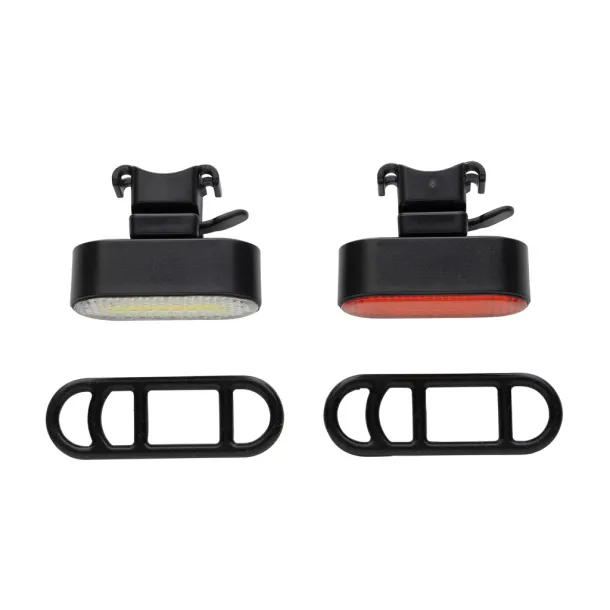 Lumino set USB rasvjetnih svjetala za bicikle od RCS reciklirane plastike - XD Collection Crna 