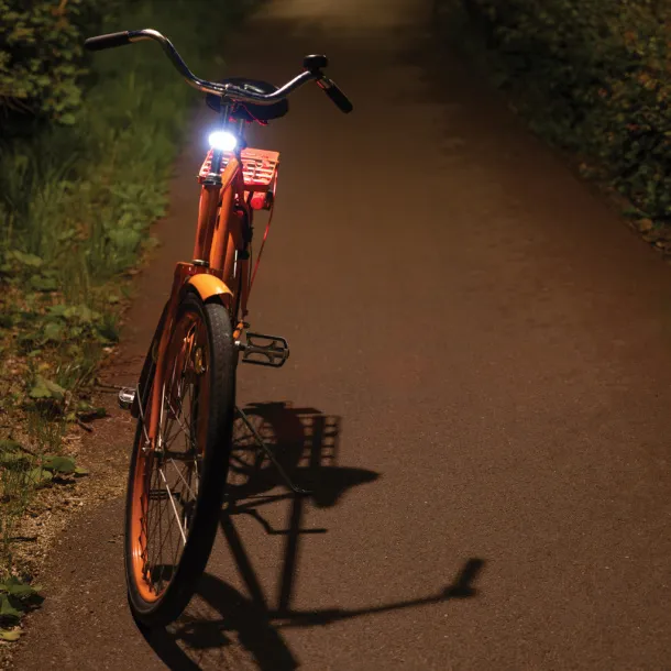 Lumino RCS recycled plastic USB re-chargeable bike light set - XD Collection Black 