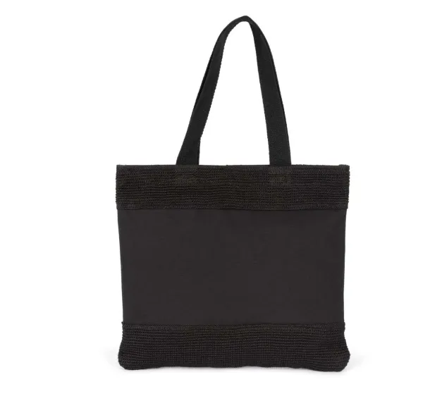  SHOPPING BAG IN COTTON AND WOVEN JUTE THREADS - Kimood Black