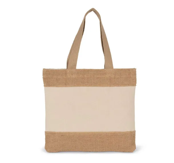  SHOPPING BAG IN COTTON AND WOVEN JUTE THREADS - Kimood Natural