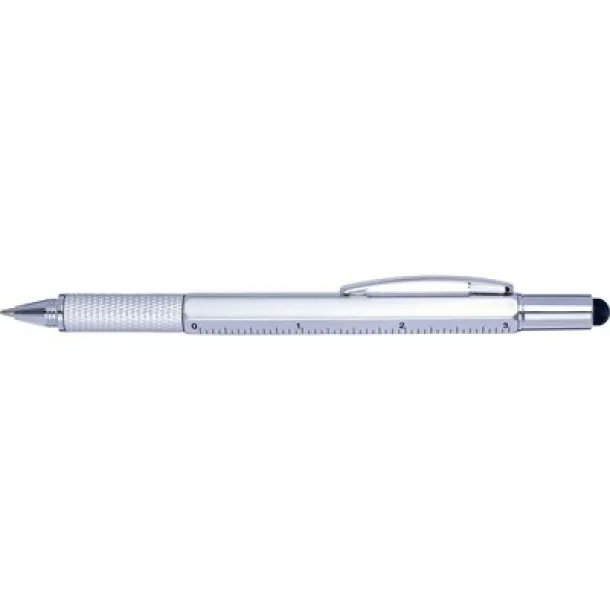  Multifunctional ball pen, touch pen, ruler, spirit level silver