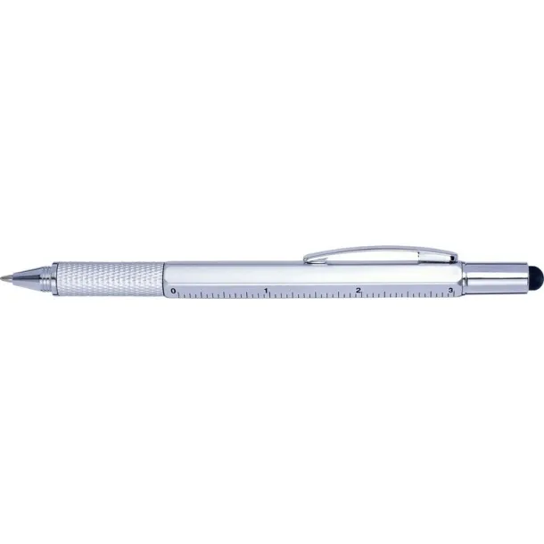 Multifunctional ball pen, touch pen, ruler, spirit level silver