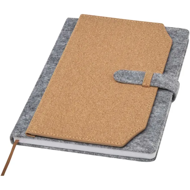 Viviana A5 recycled felt and cork notebook Natural