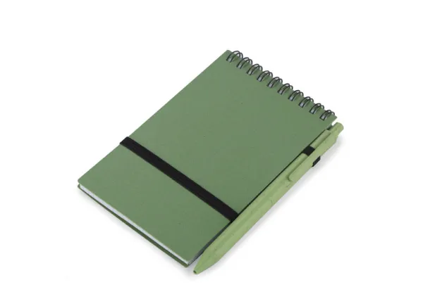  Notebook with pen  A6 - Fruit of the Loom Zelena