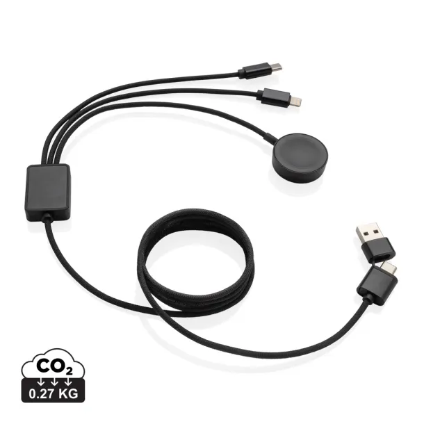 Terra RCS rPET 6-in-1 charging cable with watch charger - XD Xclusive Grey 