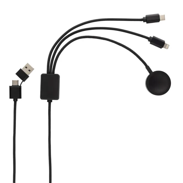 Terra RCS rPET 6-in-1 charging cable with watch charger - XD Xclusive Grey 