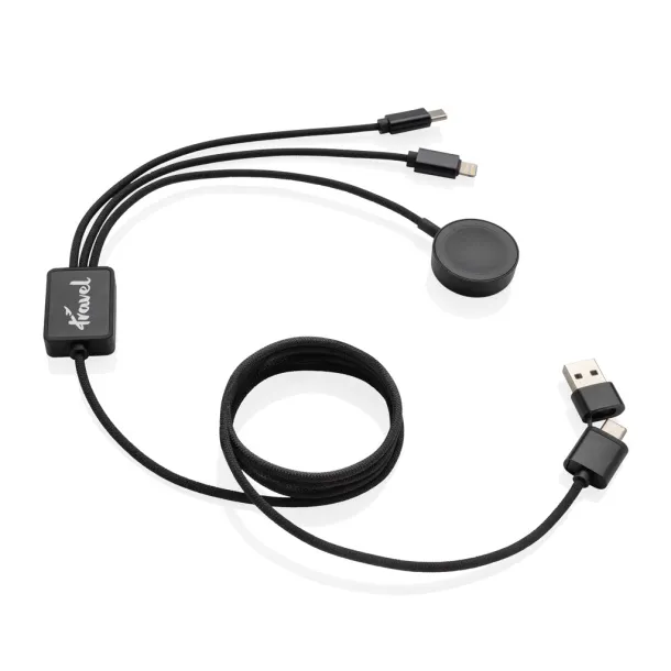 Terra RCS rPET 6-in-1 charging cable with watch charger - XD Xclusive Grey 