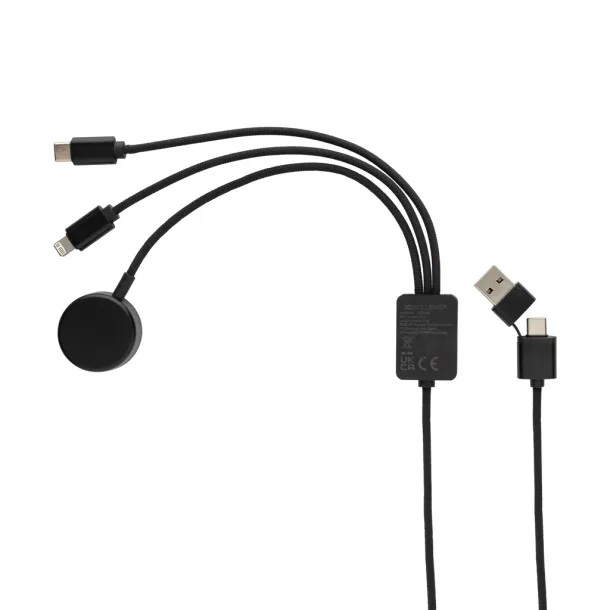 Terra RCS rPET 6-in-1 charging cable with watch charger - XD Xclusive Grey 