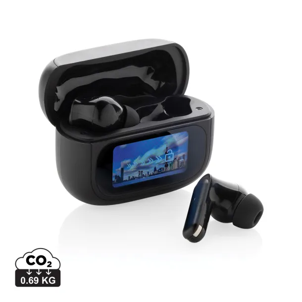 Airtune RCS reciklirane plastične ANC slušalice s touch zaslonom - XD Collection Crna 
