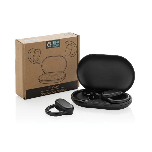 Fitsound TWS slušalice otvorenog dizajna od RCS reciklirane plastike - XD Collection Crna 