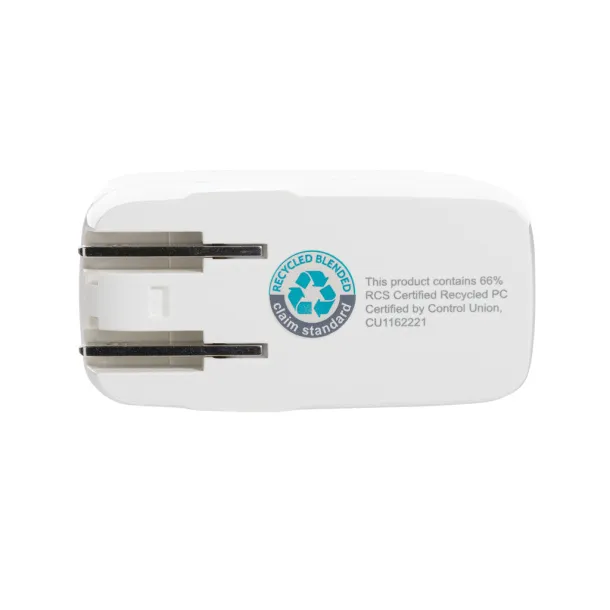 TravelCharge Pro RCS rplastic travel charger with USB C - XD Collection White Black