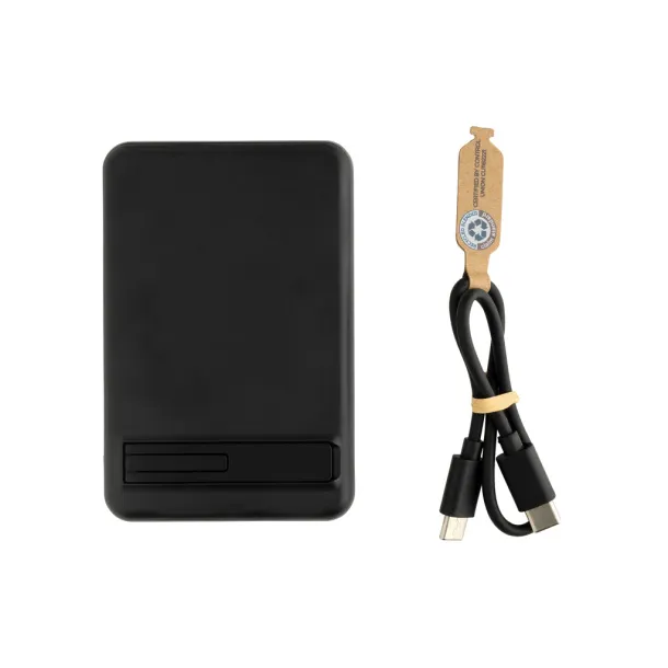 Zen magnetna prijenosna baterija od bambusa i RCS rplastike - 5 W, 5 000 mAh - XD Collection Crna