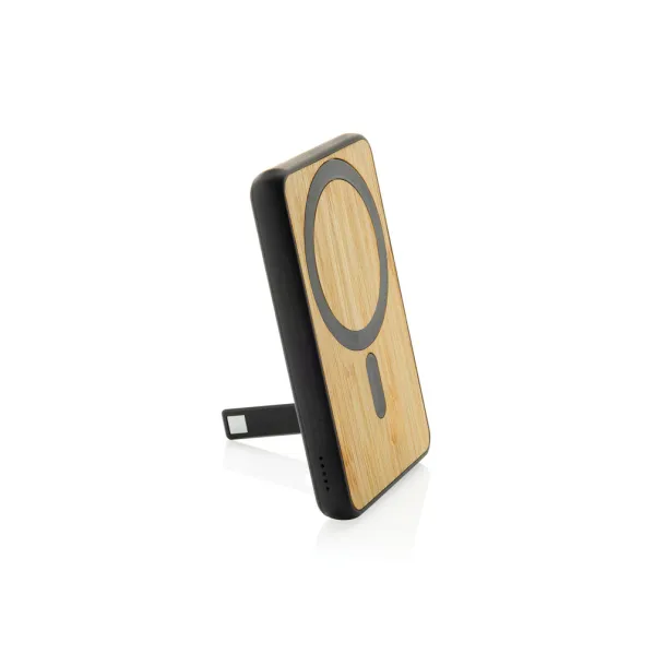 Zen magnetna prijenosna baterija od bambusa i RCS rplastike - 5 W, 5 000 mAh - XD Collection Crna