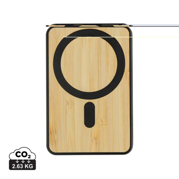 Zen magnetna prijenosna baterija od bambusa i RCS rplastike - 5 W, 5 000 mAh - XD Collection Crna