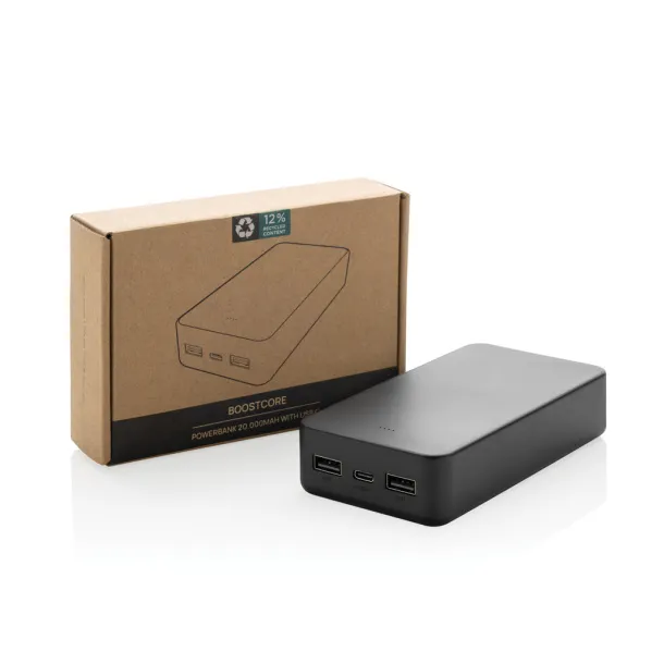 Boostcore prijenosna baterija od 20.000 mAh s USB C priključkom od RCS rplastike - XD Collection Crna 