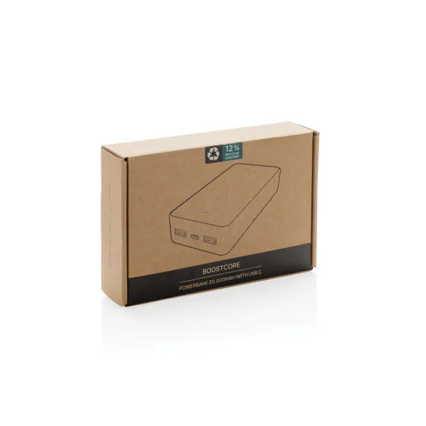 Boostcore prijenosna baterija od 20.000 mAh s USB C priključkom od RCS rplastike - XD Collection Crna 