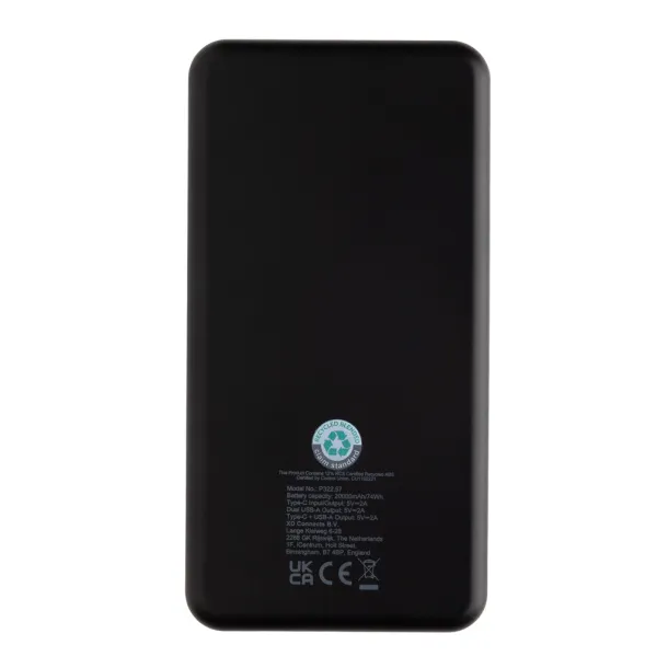 Boostcore prijenosna baterija od 20.000 mAh s USB C priključkom od RCS rplastike - XD Collection Crna 