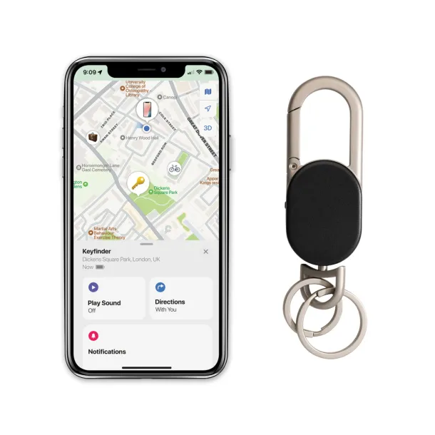 Keyfinder privjesak za traženje ključeva s lociranjem širom svijeta i USB C - XD Collection Crna Siva