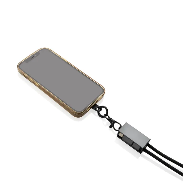 Terra vezica za mobitel od RCS recikliranog PET-a s kabelom za dvostruko punjenje 60W - XD Xclusive Siva Crna