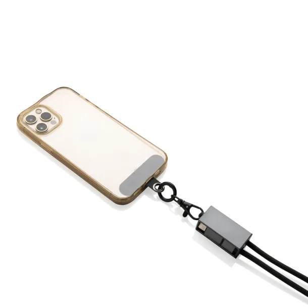 Terra vezica za mobitel od RCS recikliranog PET-a s kabelom za dvostruko punjenje 60W - XD Xclusive Siva Crna