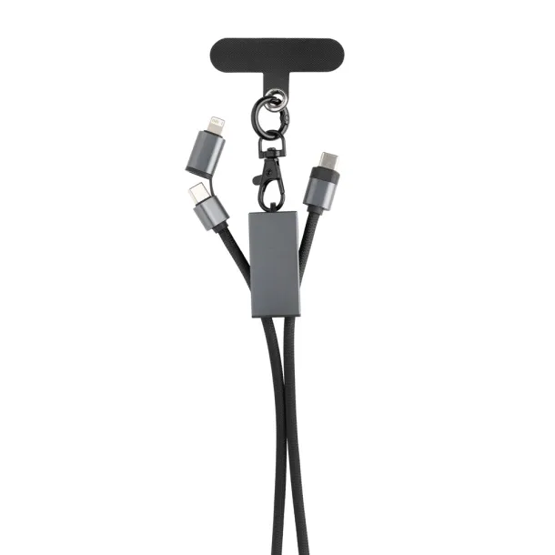 Terra vezica za mobitel od RCS recikliranog PET-a s kabelom za dvostruko punjenje 60W - XD Xclusive Siva Crna