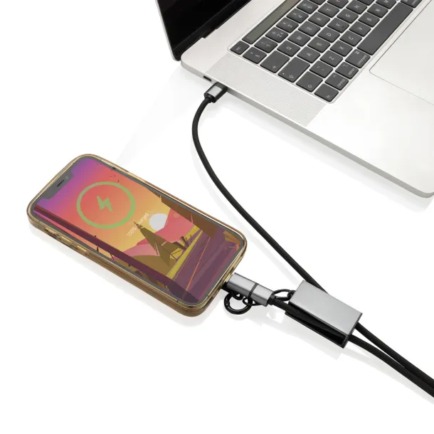 Terra vezica za mobitel od RCS recikliranog PET-a s kabelom za dvostruko punjenje 60W - XD Xclusive Siva Crna