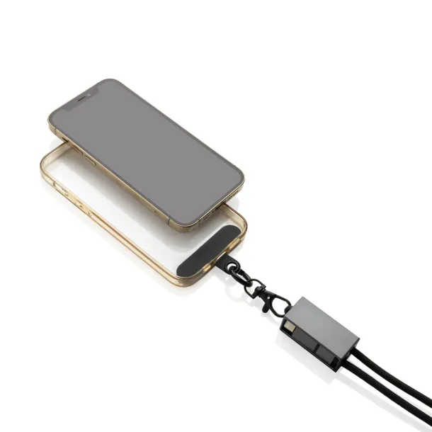 Terra vezica za mobitel od RCS recikliranog PET-a s kabelom za dvostruko punjenje 60W - XD Xclusive Siva Crna