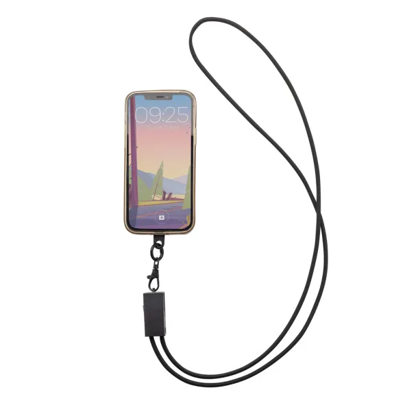 Terra vezica za mobitel od RCS recikliranog PET-a s kabelom za dvostruko punjenje 60W - XD Xclusive Siva Crna