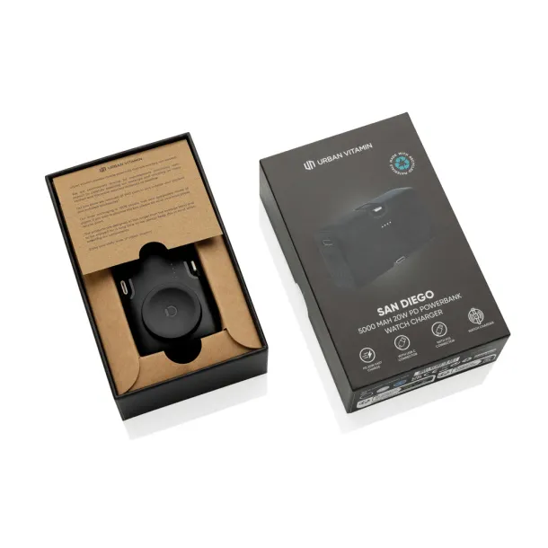 Urban Vitamin San Diego prijenosna baterija 20W od RCS rplastike 5000 mAh - Urban Vitamin Crna 