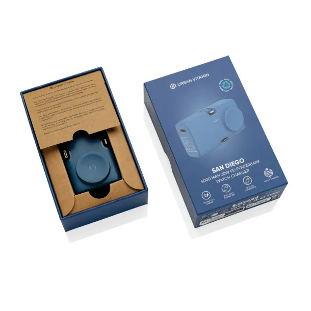 Urban Vitamin San Diego prijenosna baterija od RCS rplastike - 20 W, 5 000 mAh - Urban Vitamin Plava