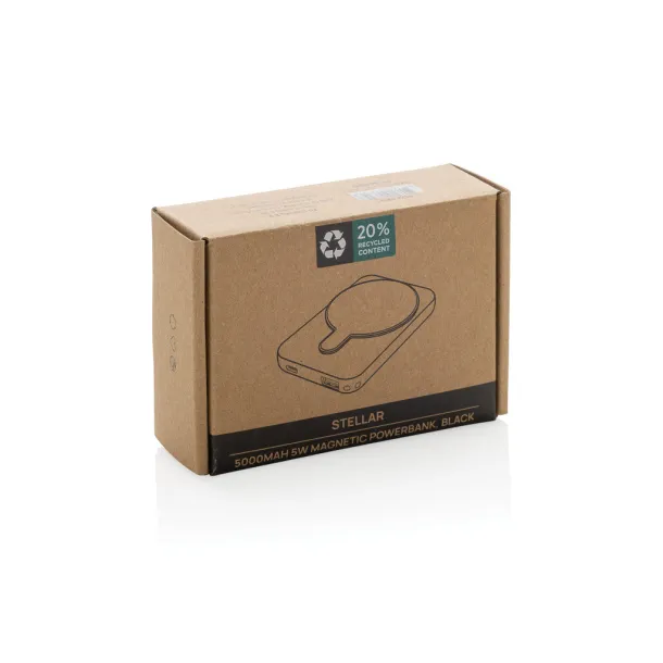 Stellar magnetna prijenosna baterija od 5.000 mAh 5W od RCS rplastike - XD Collection Crna 