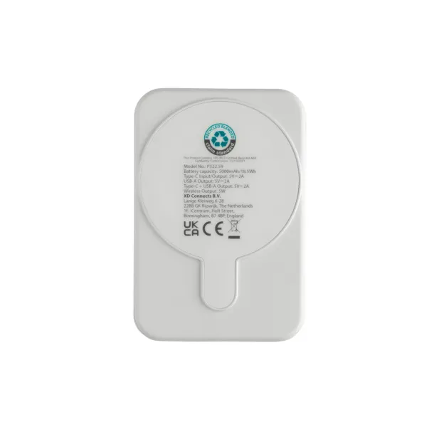 Stellar magnetna prijenosna baterija od 5.000 mAh 5W od RCS rplastike - XD Collection Bijela 