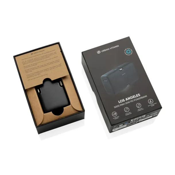 Urban Vitamin Los Angeles prijenosna baterija od RCS rplastike - 20 W, 5 000 mAh - Urban Vitamin Crna