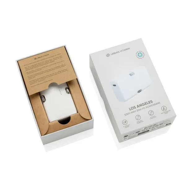 Urban Vitamin Los Angeles prijenosna baterija od RCS rplastike - 20 W, 5 000 mAh - Urban Vitamin Bijela