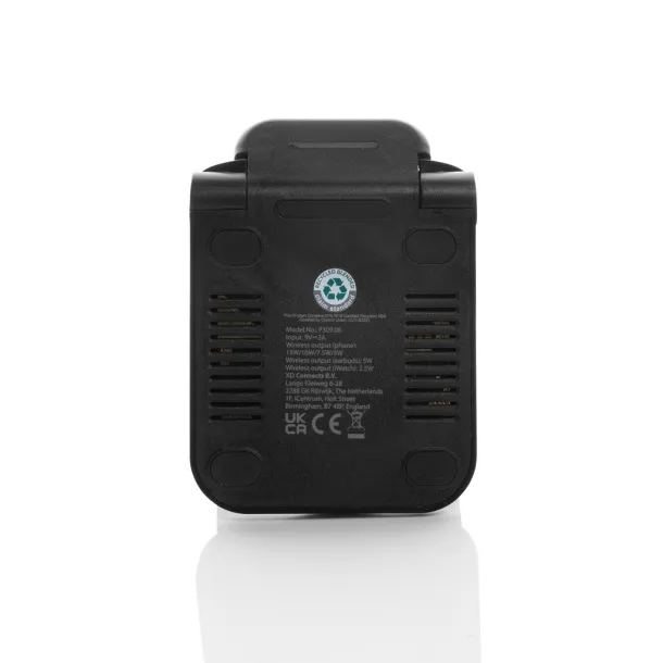 Powerpal 3 in 1 RCS recycled plastic 15W charger - XD Collection Black 