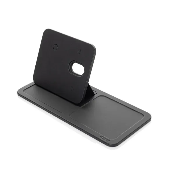 Swiss Peak 3u1 stolni organizator s bežičnim punjenjem od RCS recikliranog PU-a - Swiss Peak Crna 