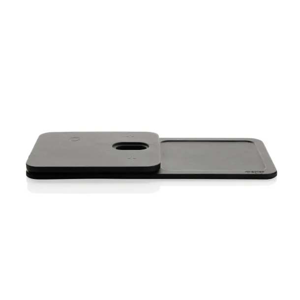 Swiss Peak 3 in 1 RCS recycled PU wireless charger desk tray - Swiss Peak Black 