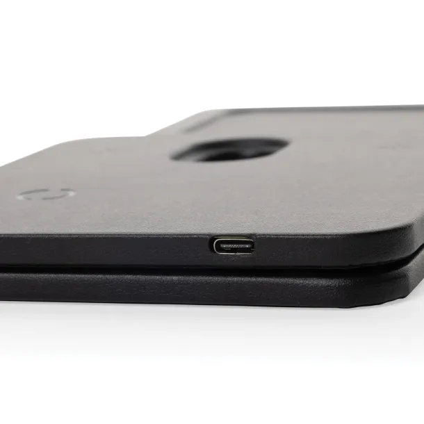 Swiss Peak 3 in 1 RCS recycled PU wireless charger desk tray - Swiss Peak Black 