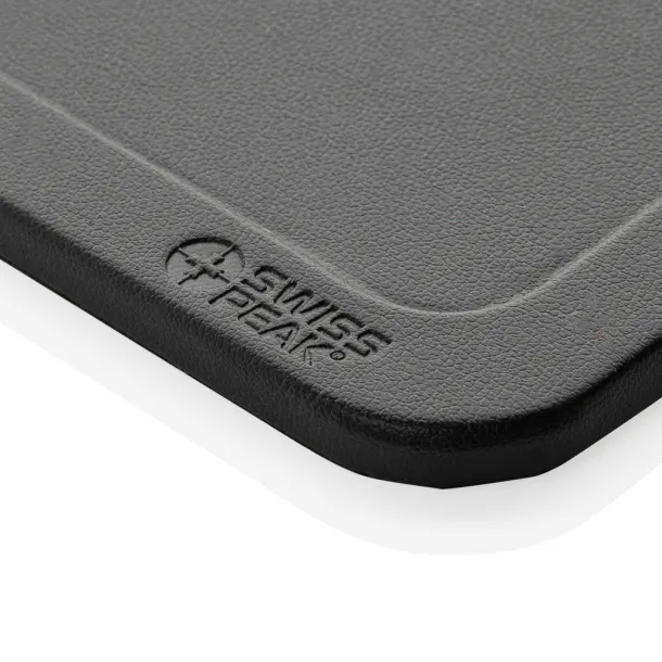 Swiss Peak 3 in 1 RCS recycled PU wireless charger desk tray - Swiss Peak Black 